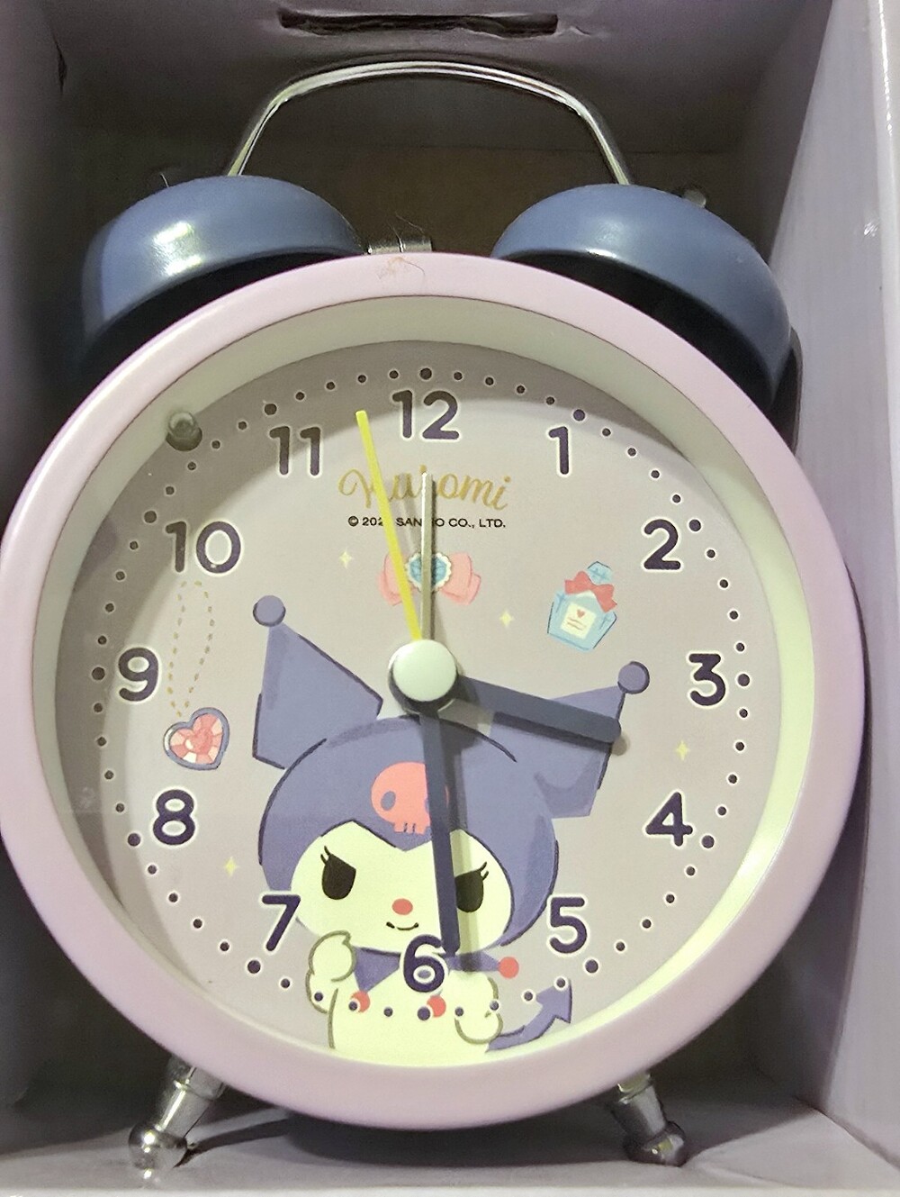 Sanrio Kuromi Twin Bell Alarm Clock - Light Pink and Lavender